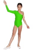 BODY DANZA LYCRA MONOSPALLA MANICA LUNGA VERDE BAMBINA